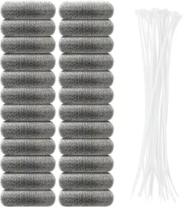 24 PCS Lint Traps, Stainless Steel Lint Catcher for Washing Machine, Pet Hair Remover for Laundry, Upgrade Traps Laundry Mesh Washer Hose Filter with 24 PCS Cable Ties Snwoygr Global Trade