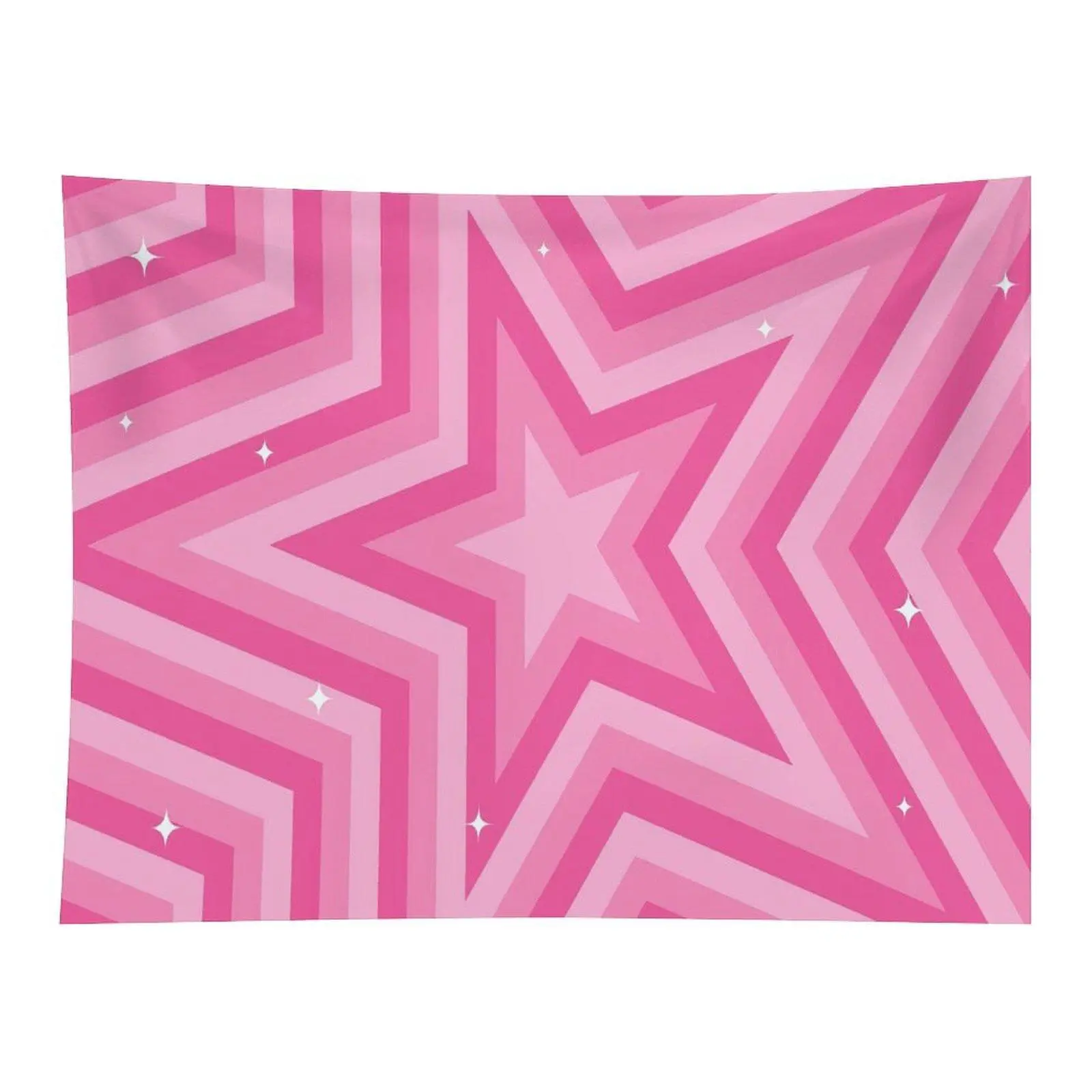 Retro Pink Layered Star Geometric Pattern Wall Tapestry Cute Y2K Style Sparkle Star Art Background Cloth for Bedroom Decor