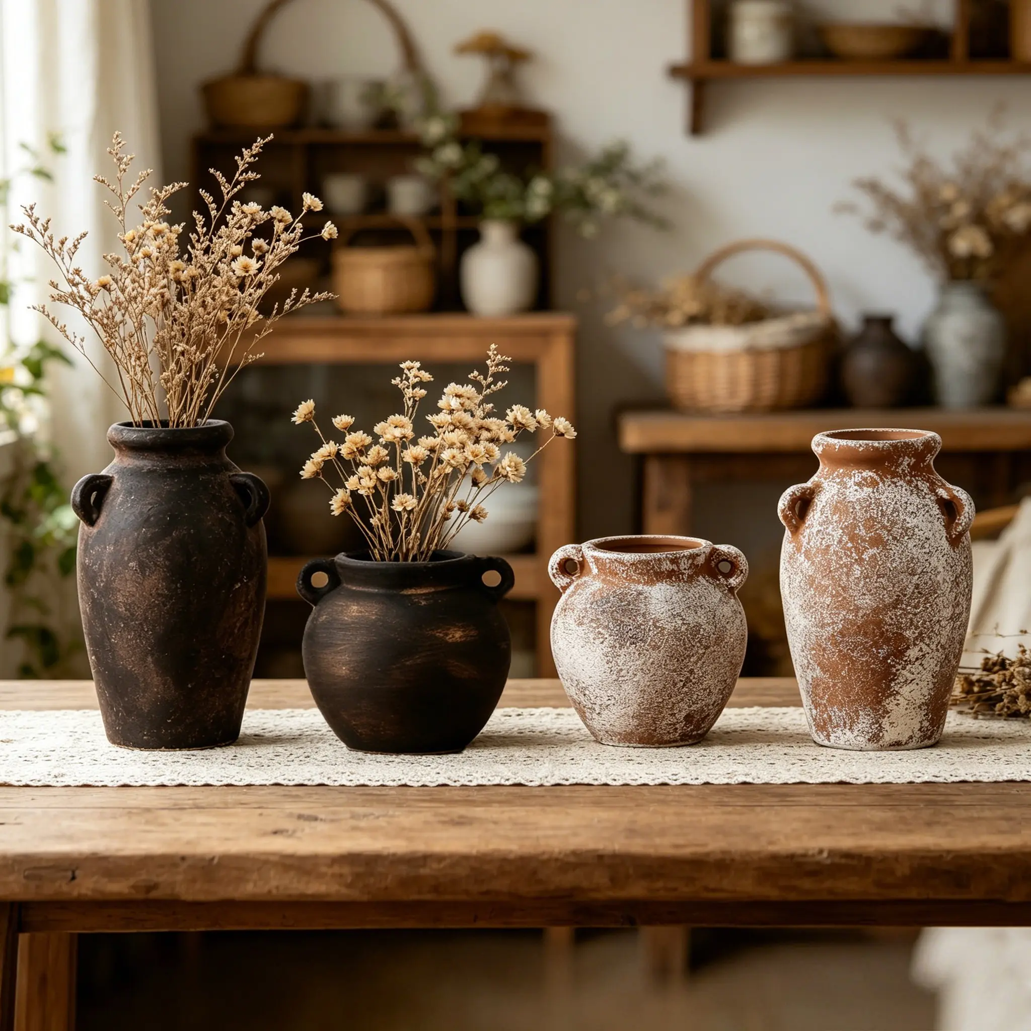 Vintage Rustic Ceramic Vase, Decorative Flower Pot for Home Decoration, Floral Arrangement, Scene Setup, Photography Props, Ceramic Bouquet Vase, Vase for Flowers, Decorative Flower Vessel