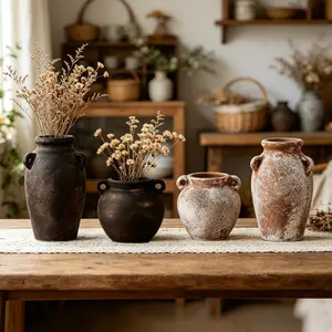 Vintage Rustic Ceramic Vase, Decorative Flower Pot for Home Decoration, Floral Arrangement, Scene Setup, Photography Props, Ceramic Bouquet Vase