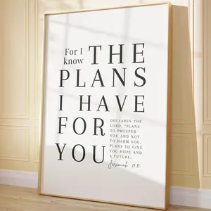Jeremiah 29:11 Wall Art, Boho Bible Verse Print, Scripture Quote Poster, Jesus Wall Decor For Home, Christian Gift For Dorm Or Christmas, No Frame Poster Prints, Wall Decoration