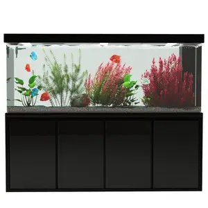 Aqua Dream 230 Gal Classic Tempered Glass Aquarium Kit - Black Premium Complete Fish Tank with Built-in Filter, Light for Aquascaping and Setup, Aquarium Setup
