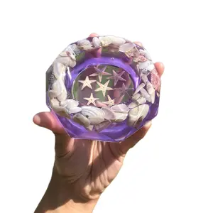 Mudita purple seashells Resin Ashtray - 4x4x1 Inches - Lighter- Accessories-trinkets. Resin miscellaneous Ashtray Trays Ornaments outdoor decorative resina shtray