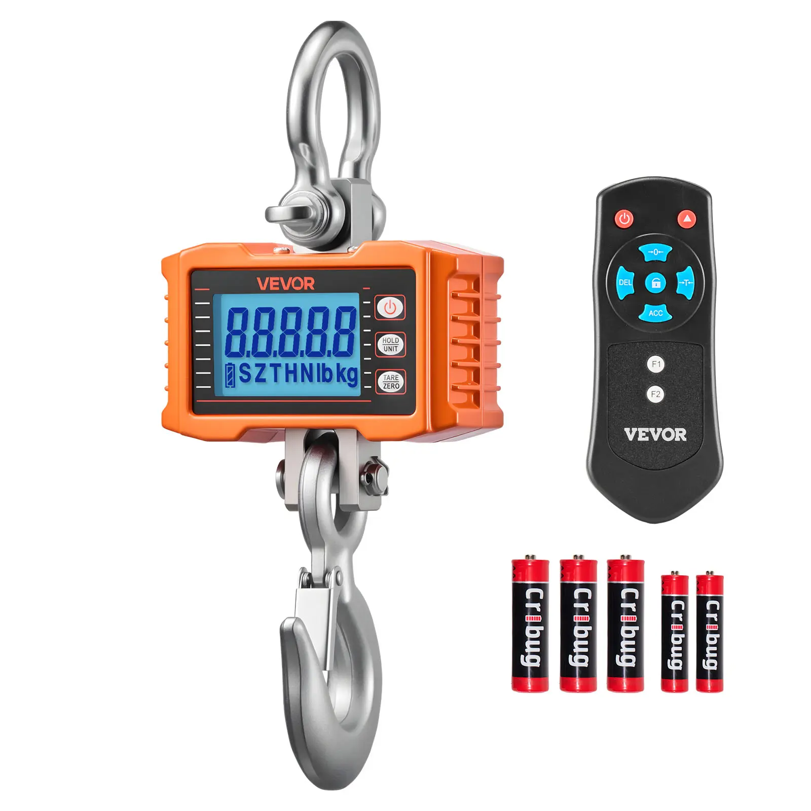 【SummerFinds】VEVOR Digital Crane Scale, 4400 lbs/2000 kg Max Capacity, Heavy-Duty Industrial Hanging Scale with Cast Aluminum Case, LCD Display, 1 lbs Division, 3-Unit Switch, Remote Control, Peak Hold for Garage, Factory, Precision Industrial Scales