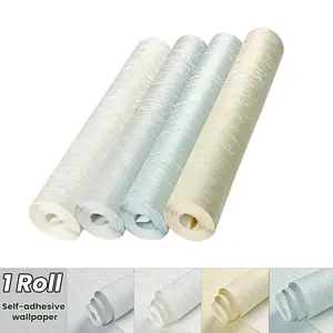 Nordic Style Self-Adhesive Decorative Wallpaper Roll, Modern Plain Color Thick Non-Woven Fabric, 4 Colors, Peel and Stick, Bedroom Living Room Decor