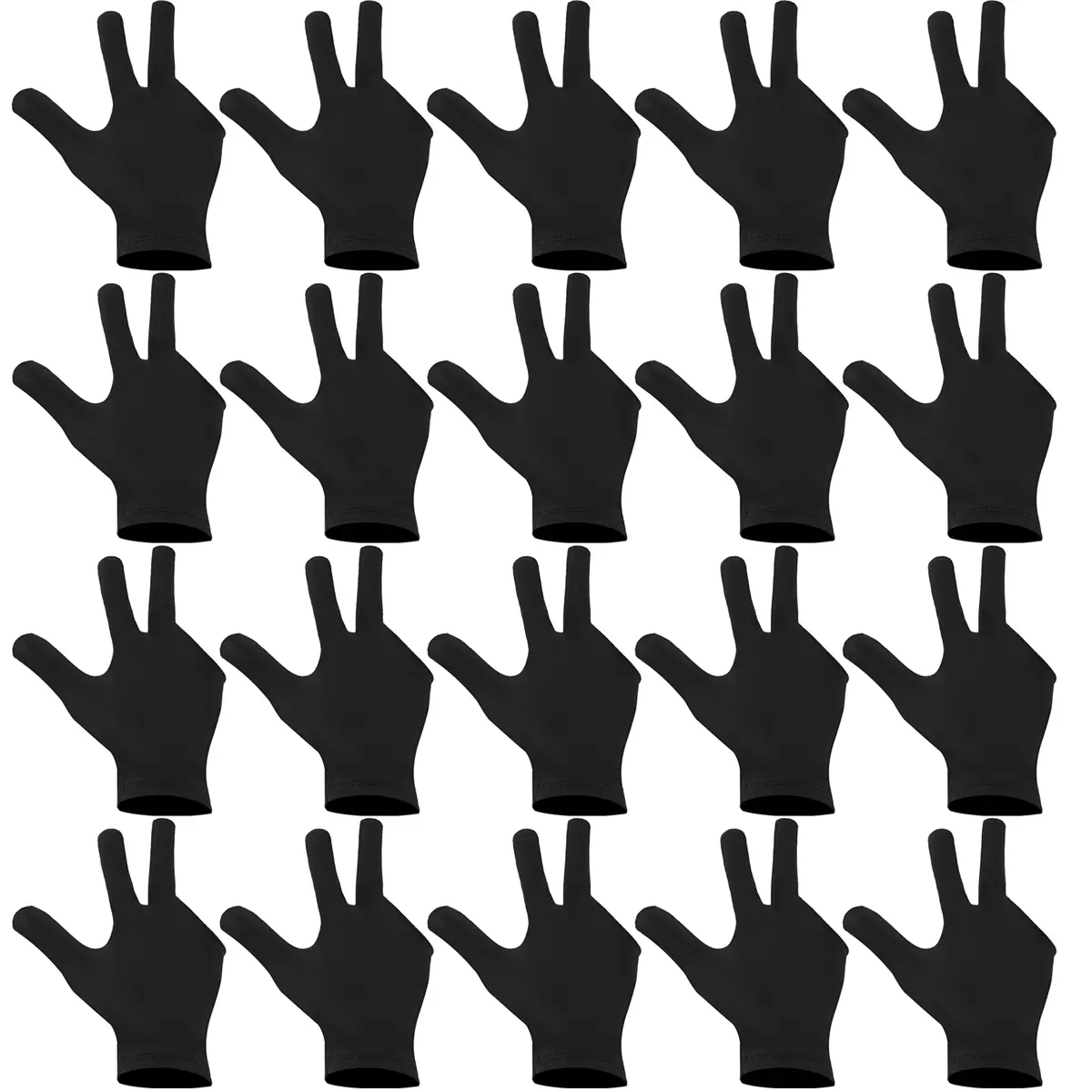 20Pcs Breathable Billiard Gloves Snooker Left Right Hand Gloves 3 Fingers Cue Gloves for Women Men Billiard Accessories