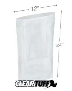 International Plastics PB21224 12 x 24 in. Clear Poly Bags, 0.002 Gauge - Case of 1000