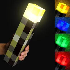 Pixel Brownstone Torch Lamp - USB Pluggable Night Lamp - Hand Held or Wall Mount Lighting Torch - Home Decor Upgraded Light-up Wall Torch