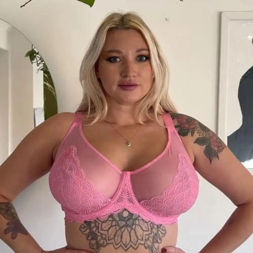 HSIA Plus Size Mermaid Lace Minimizer Bra, Unlined Full Coverage Underwire Support in Nylon Spandex with Adjustable Straps, Plussize