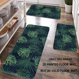 [Popular Choice] 1-pack, home decor, bathroom mat, bathroom non-slip mat, kitchen mat, doormat, palm leaf pattern mat, tropical plant themed mat, soft and comfortable, relieves fatigue.