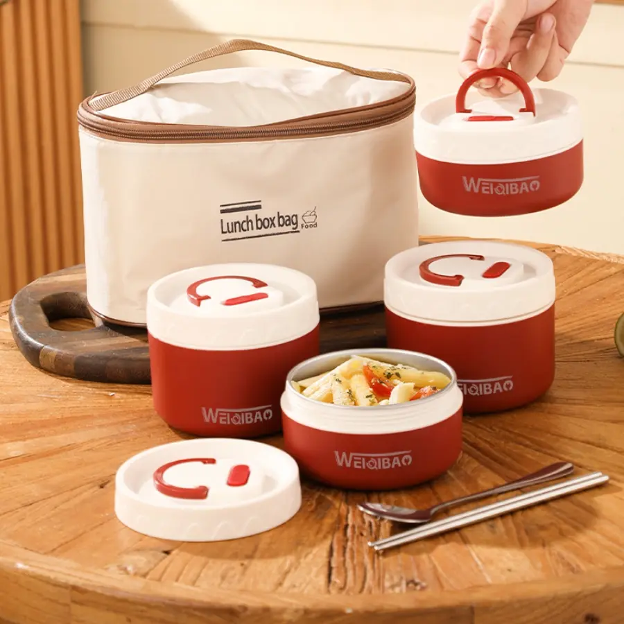 Sus304 Stainless Steel Vacuum Sealed Multi-layer Lunch Box, Leak-proof Round Insulated Food Container, Portable Bento Box for Students & Workers, High Quality Material, Thermal Lunch Box, Durable Lunch Box, Leakproof Lunch Containers, Meal Container