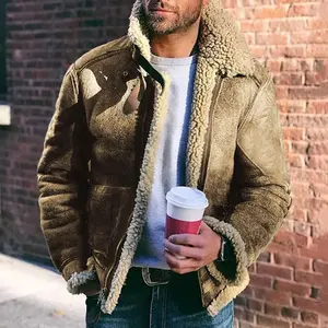 2025 Winter Faux Leather Velvet Jacket Fashion Men's Thickened Coat