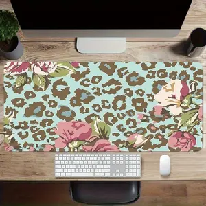 Aesthetic Leopard Print Mouse Pad, Non-Slip Rubber Desk Mat, Washable Large Gaming Mouse Pad, 35.4x15.7 Inches, Office, School, Home