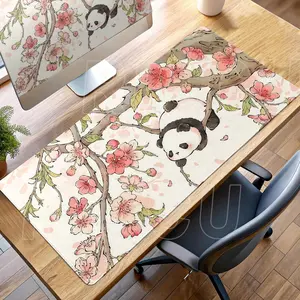 Anime Flower Mousemat Cute Panda Mouse Pad Extended Cartoon XXL Desk Mat Rubber Gamer Deskpad Gaming Accessories PC E-Sports Pad