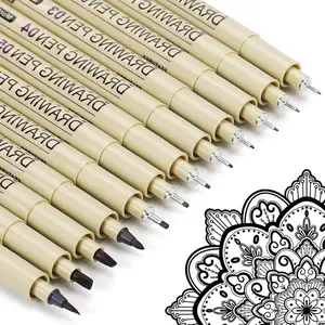 Drawing Pens  Fineliner Art Pens: 12 Black Fine Line Markers Art Supplies Adults Artist Sketch  Archival Ink Watercolor Inking Fine Liner Manga Sketching Zentangle Stuff Micron Pen Set