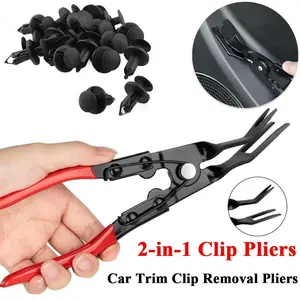 Clip Removal Pliers Set, Easily Remove Damaged Decorative Clips and Fasteners, Panel Clip Pliers, 20pcs Nylon Rivets Included, Hand Tools