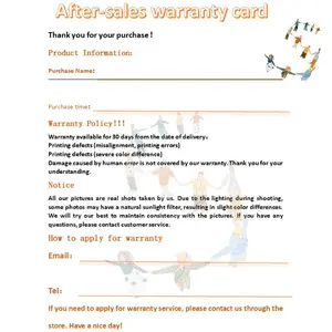 Poster warranty card