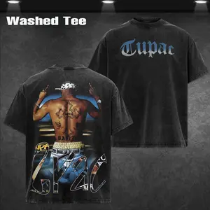 Vintage 2pac Tupac Washed Tee t- shirt, Prints for Both Men And Women, Short-Sleeve Shirts Are Perfect for Hip Hop Fashion And Streetwear