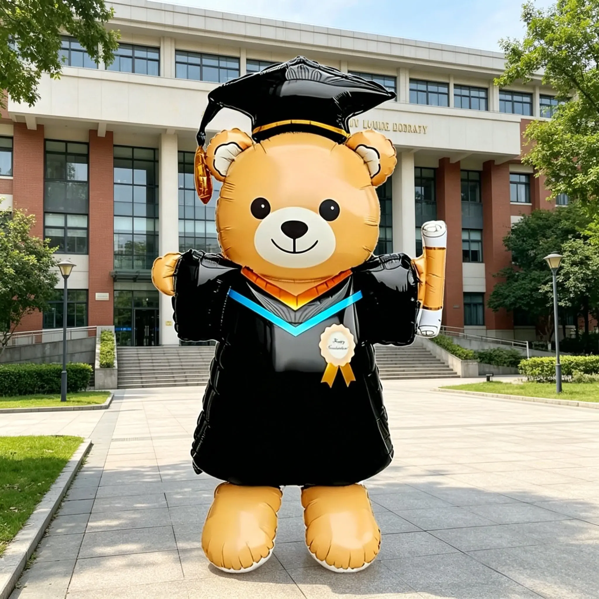 51 Inch Graduation Bear Aluminum Foil Balloon, Graduation Balloons, Cute Cartoon Design, Perfect for Student Graduation Parties, Classroom Decor, Gift Wrapping, Versatile Use