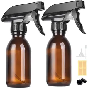 4 oz  Glass Spray Bottles - 2 Pack Empty Refillable Bottle for Cleaning Solutions,Hair Care,Essential Oils,  - Durable Nozzle,with Labels &Funnel, Dropper