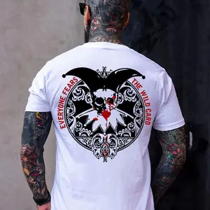 EVERYONE FEARS THE WILD CARD Skeleton Joker Tshirt, Hoodie, Sweatshirt, Aesthetic Tatoo Outfits, Streetwear Style, Retro Vintage Y2k Men Graphic Tees
