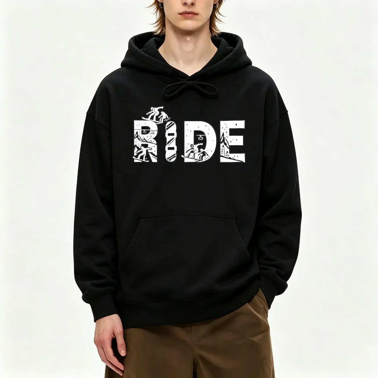 Men's Hoodies Ride Snowboard Retro Snowboarding Winter Sports Pullover Ski Lodge Outfit Snowboarder Gift Gift For Snowboarder Pullover Hoodie Sweatshirt