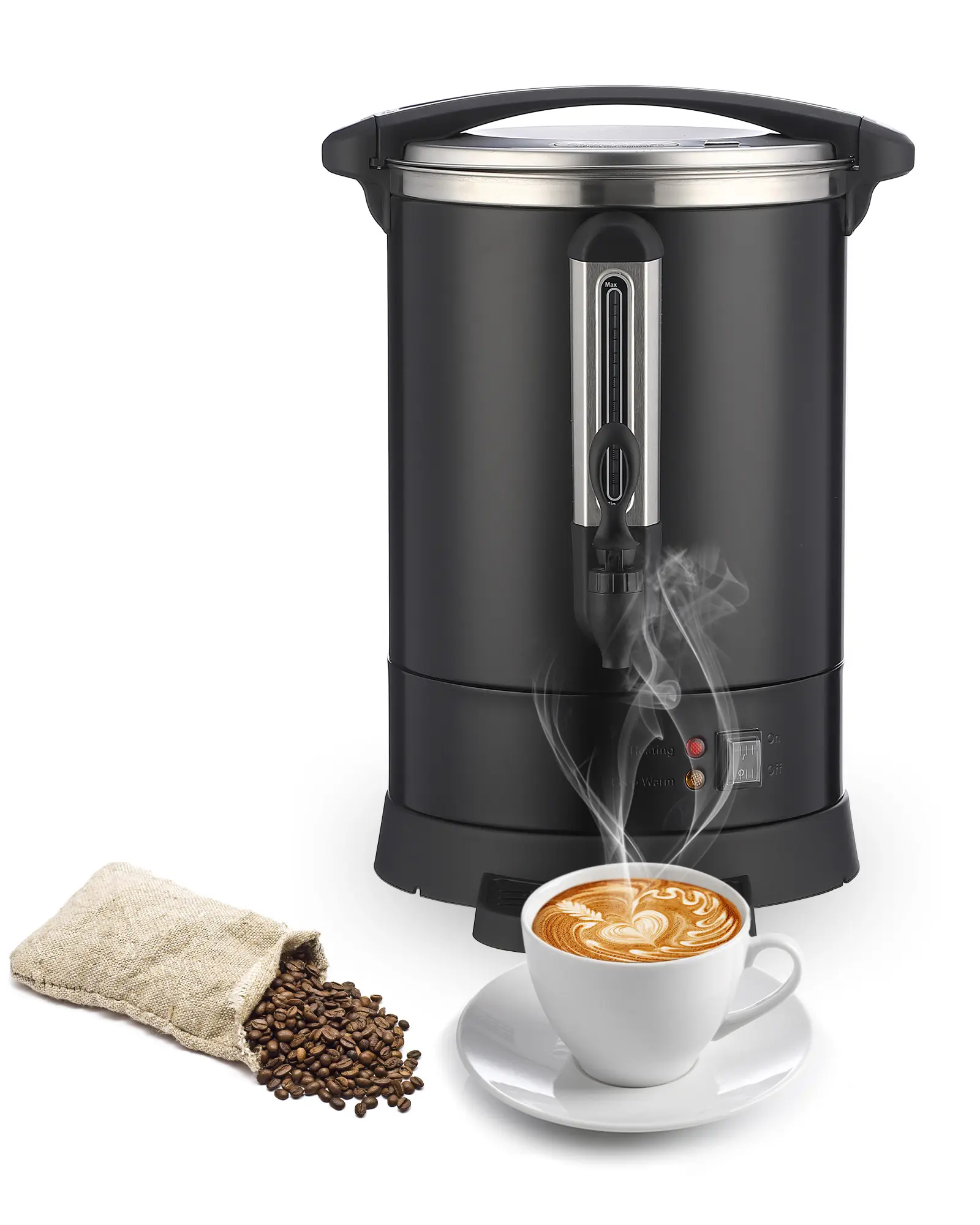 100-Cup Commercial Coffee Urn, 14L Electric Hot Beverage Dispenser with Fast Brew, Double-Wall Stainless Steel Insulation for Catering, Events & Cafeterias