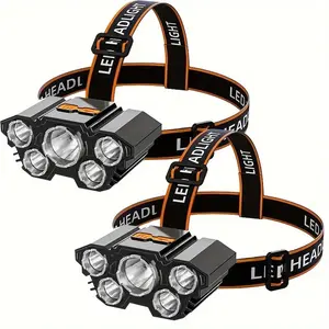 2-Pack Rechargable Headlamp, High Lumen LED, Zoomable Waterproof Light with 3 Modes, Portable Head Flashlight For Adults, Headlamp for Running, Home Emergency, Outdoor Camp, Emergency Power Outage, Survival Supplies