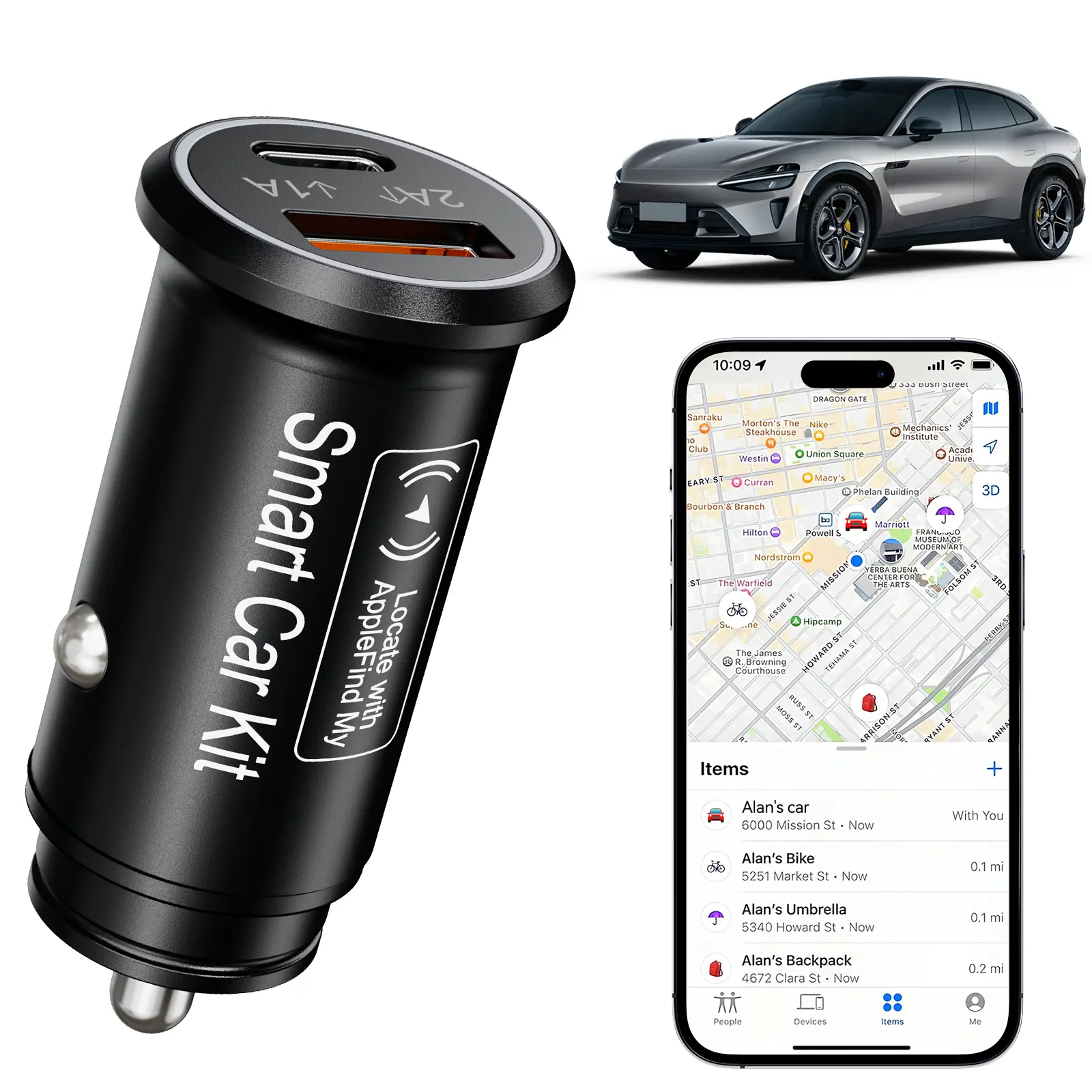 FancyDove Car Tracker for Vehicles, Real Ligter Port Charger with Anti-Theft Tracking, No Monthly Fee, Works with iPhone & Android