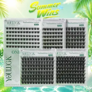 YOULUCK Single Length Enchantress Lashes Clusters Waterproof Long-Lasting Individual Eyelash Extensions Ultra-Thin Band Bond & Sea Remover Makeup for Girls Beginner Friendly