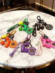 4-Piece Sporty Barbell Dumbbell Keychain Set, Hand-Woven Fitness Keychains, Fashionable Unisex Gym Accessories, Perfect Gift Choice/Stylish & Versatile Fitness Kettlebell Bag Charms with Woven Ropes, Including Barbells, Dumbbells, Kettlebells, and Keychai