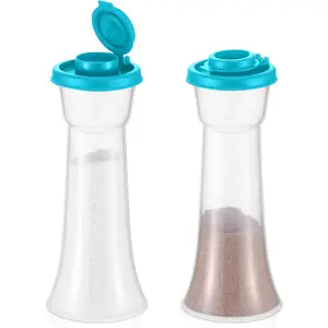 Hot selling 2-piece set of seasoning bottles, plastic seasoning bottles, powder dispensers, spice and pepper powder bottles suitable for kitchen camping and barbecue