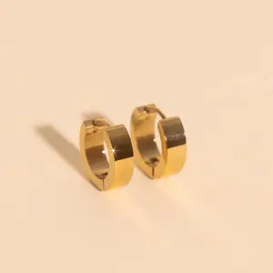 Smooth Chunky Huggie Hoop Earrings