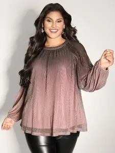 【Summer Turn-Up】BlOOMCHIC Plus Size Color Gradient Textured Flowy Blouse Fit Top Women Lantern Sleeve rave outfits fall outfits virginia outfit shopping haul Womenswear [M-6X] 2026 Summer Pick for Mother's Day