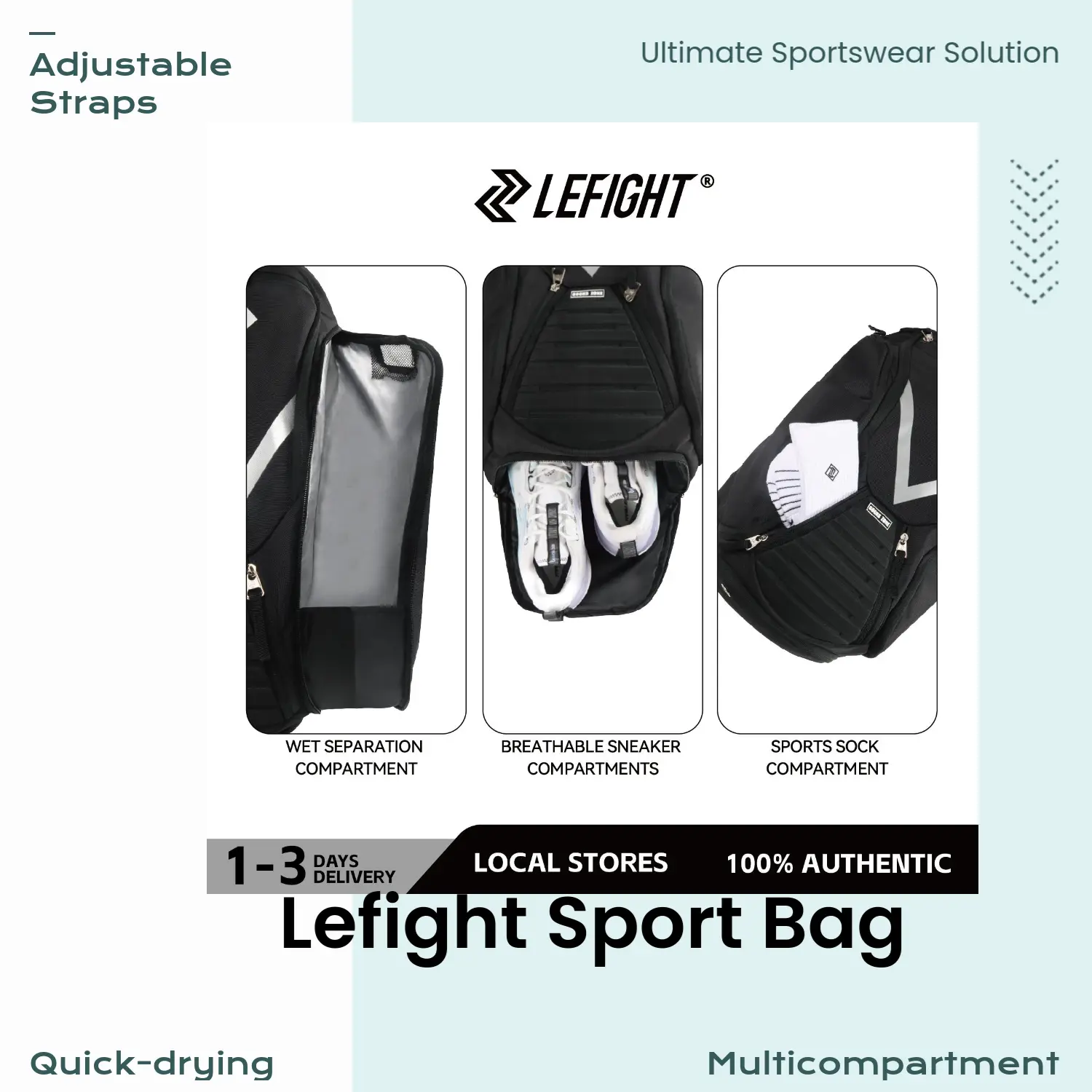 LEFIGHT 50L  Backpack - 5 days of training gear in ONE Backpack. The packing hack you need. 50L LEFIGHT — shoe compartment, waterproof, team ready. Watch the video to see how.