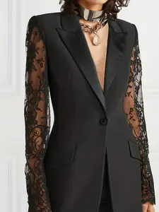 2026 Spring Summer Fashion New Womenswear Elegant Chic Streetwear Commuter Slim Fit Long Sleeve Lace Suit Jacket for Women, All Seasons