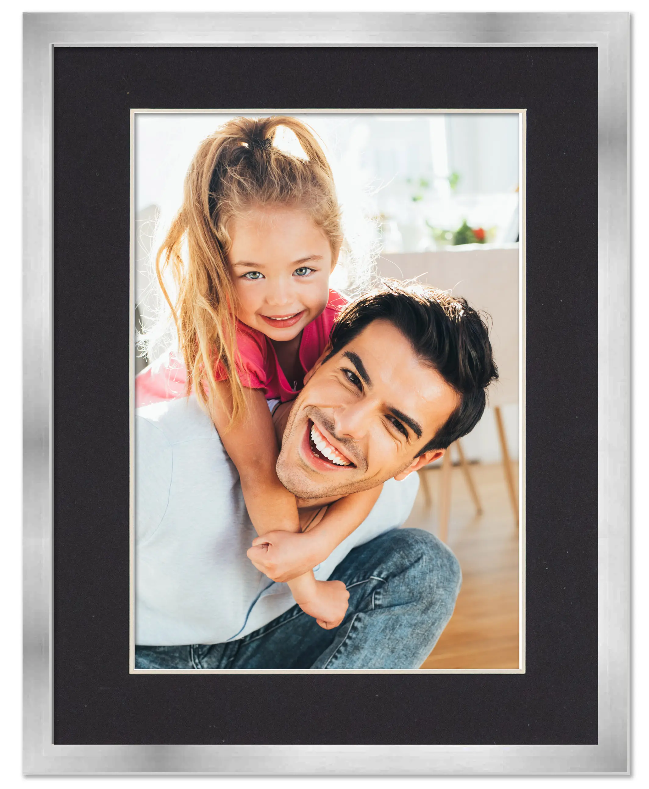 11x15 Frame with Mat - Silver 13x17 Frame Wood Made to Display Print or Poster Measuring 11 x 15 Inches with Black Photo Mat