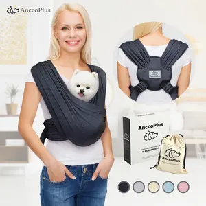 AnccoPlus Flexible Pet Sling Carrier - Front Facing, Cat Sling, Hands-Free, Soft Premium Cotton, Reduces Back Stress, Safe for Small Pets
