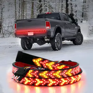 60 Inch Fishbone Shaped LED Tailgate Light Strip, Plug and Play & Hardwire Version Brake Running Sequential Turn Signal Strip Strobe Light Bar for Pickup Trucks, Cars, Suvs, Includes Installation Manual, Screws, Adhesive