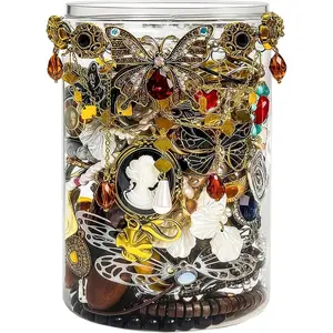 Dear Adorn Jewelry Jar Bundle - 10-60 Piece Jewelry Box for Women,Gift Set (Necklace, Earrings, Rings,Kracelet,Keychain, Hair Clip) - Unique Birthday Gift for Her(include jar)