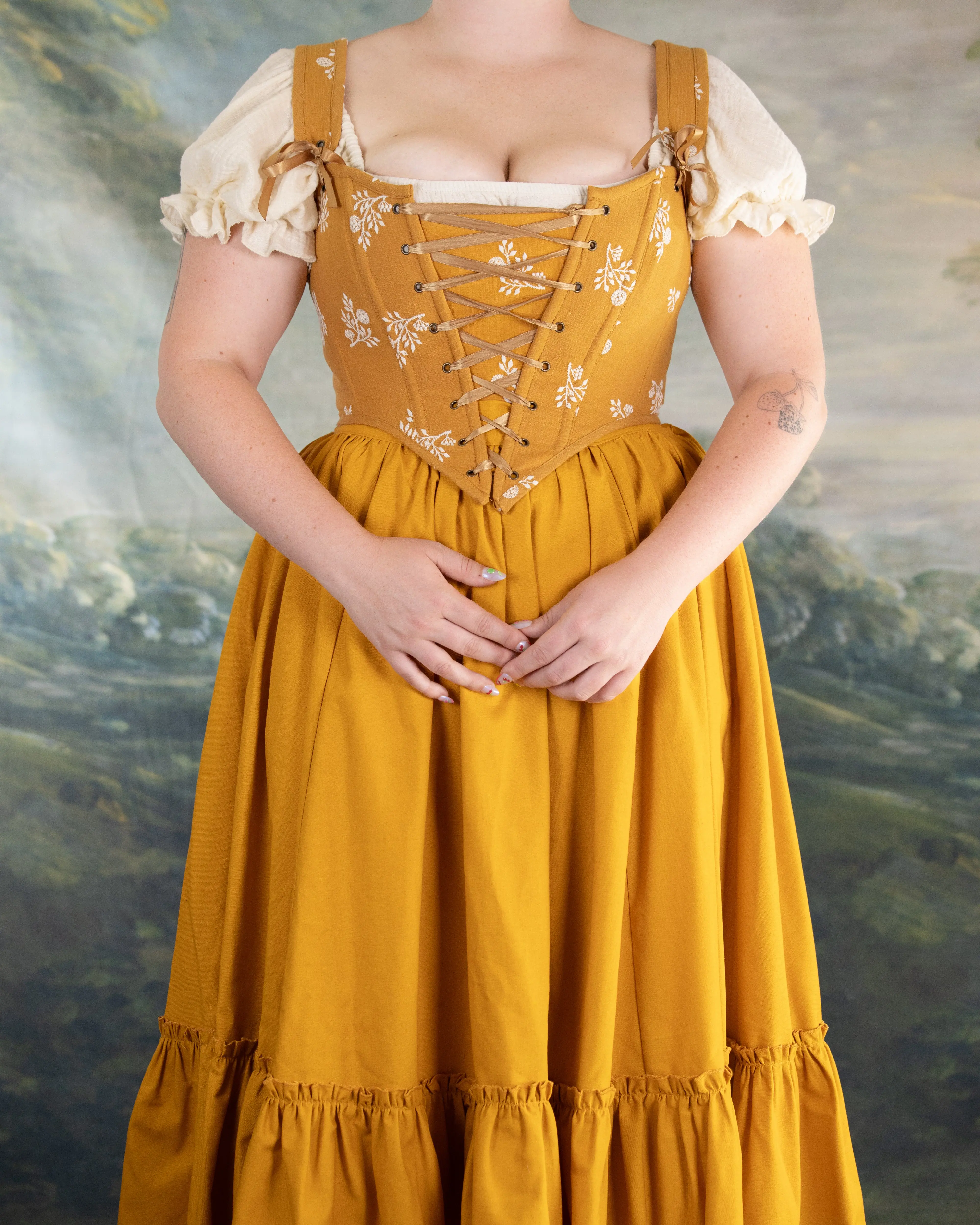 Yellow and White Floral Corset