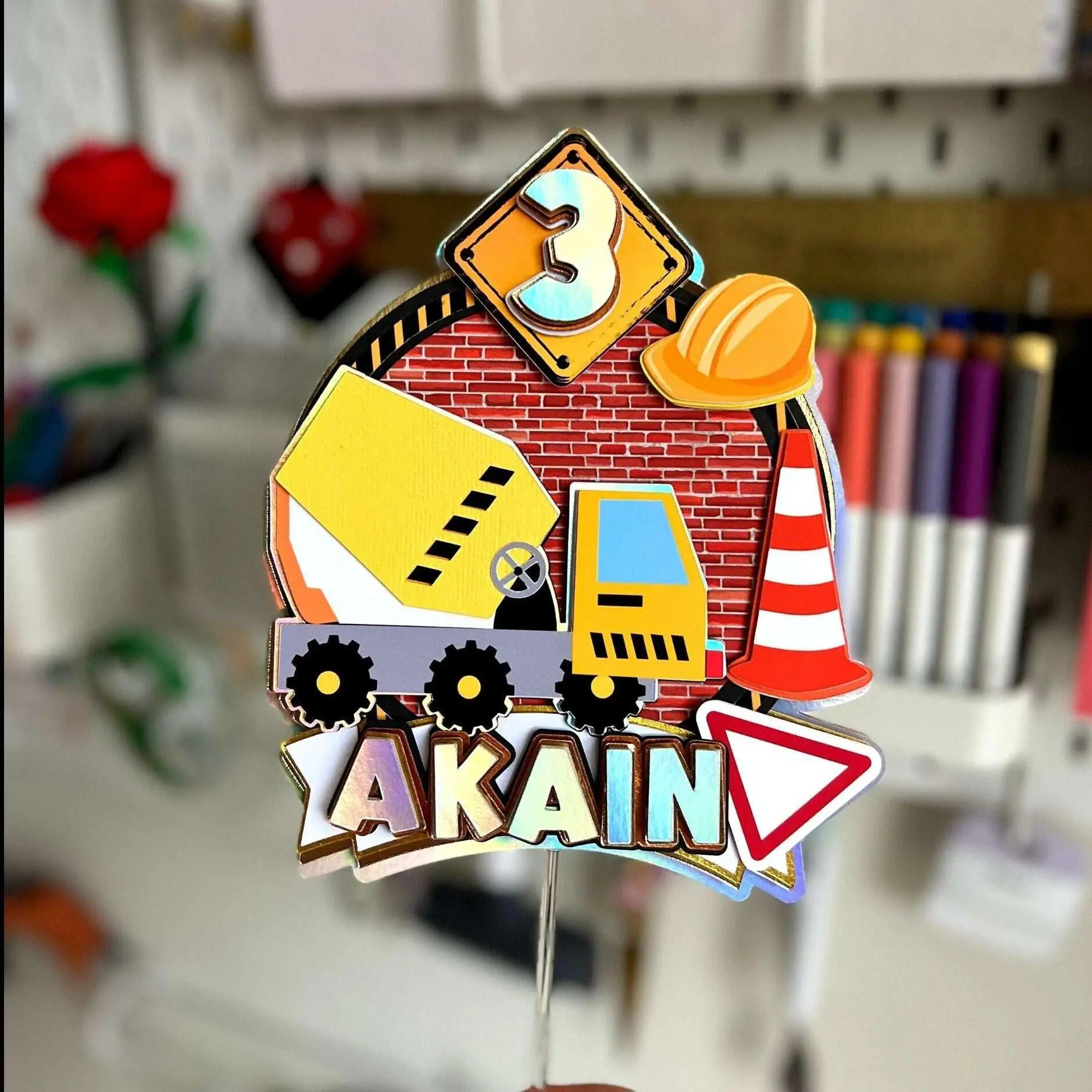 Construction Birthday Cake Topper | Custom Party Decor