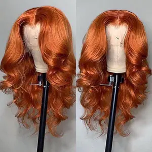 ZLIKE 13×6 Ginger Lace Front Wigs Human Hair Orange Ginger Body Wave Transparent HD Lace Frontal Wigs for Women 180% Density #350 Color Glueless Wig Pre Plucked Super Soft