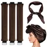 3-Pack Heatless Curls Styling Kit - Velvet Rollers, Silk Scarf, Hook, Headbands for Women, Hair Tools for Medium to Long Hair, Heatless Curls Overnight, Adds Shine and Smoothness, Textured Loose Styles,familyfun