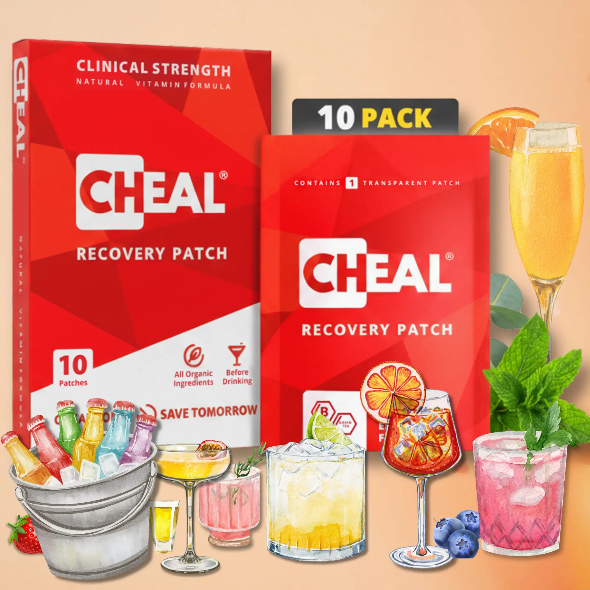 CHEAL Hangover Prevention Patches - Party Patches for Better Mornings Organic Vitamin Formula