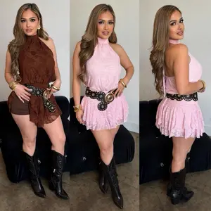 Loretta Western Lace Mini Dress with Shorts - Perfect for Western Style Outfits