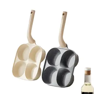 Non-Stick Egg Frying Pan, 4-Hole Skillet with Wooden Handle, Medical Stone Non-Stick Cookware for Eggs, Toast, Pancakes & Sandwiches, Easy-Clean Kitchen Gadget