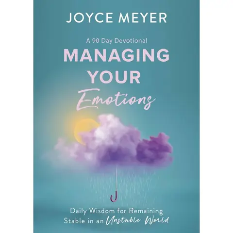 Used Hardcover Book - Joyce Meyer's 90-Day Emotion Management Devotional: Self-Improvement Bible-Based Guide (FaithWords), 208 Pages, 0.74 lbs, English Text, Very Good/Like New Condition, Calm for Unstable World