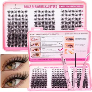 Lash Clusters Kit with Long-lasting Lash Bond and Seal and Tweezers for DIY Eyelash Salon at Home for Natural Makeup Girl Gifts Fluffy Lash Clusters