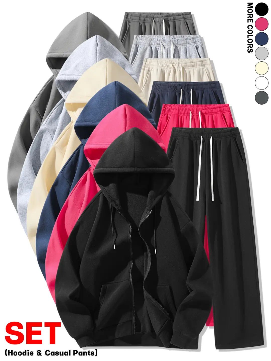 Autumn and winter men's casual long-sleeved top and pants set. Loose-fit hooded sweatshirt and straight-leg casual pants, comfortable and skin-friendly. Suitable for street fashion, everyday wear, casual activities, sports, fitness, and cycling